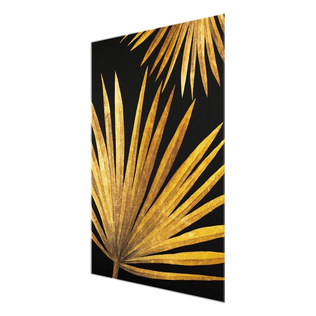 Prints Gold - Palm Leaf On Black