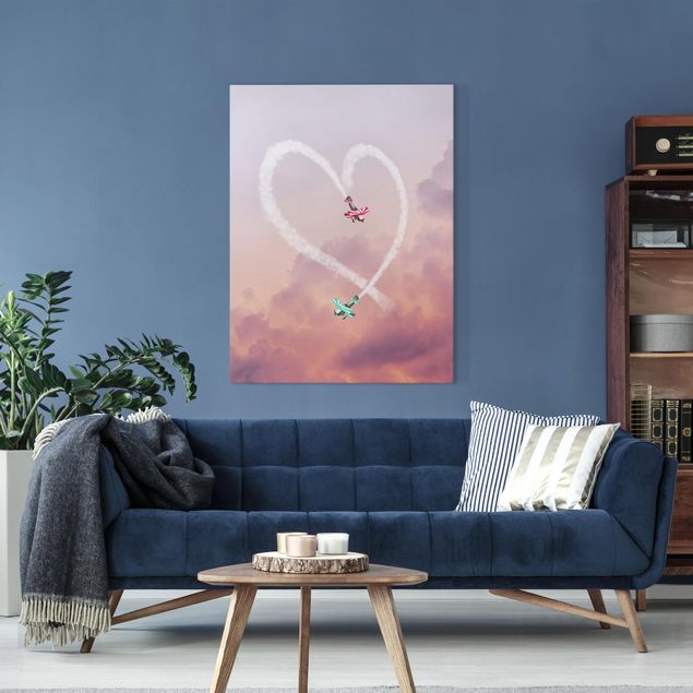 Art prints Heart With Airplanes