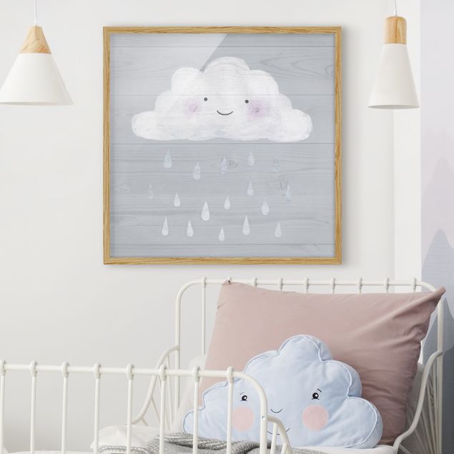 Nursery decoration Cloud With Silver Raindrops
