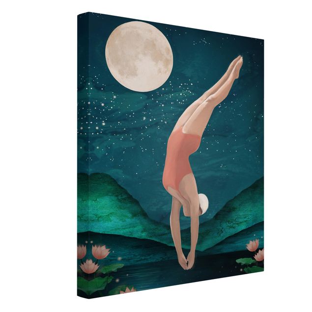 Canvas art Illustration Bather Woman Moon Painting