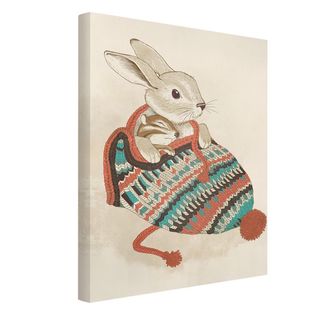 Canvas art Illustration Cuddly Santander Rabbit In Hat
