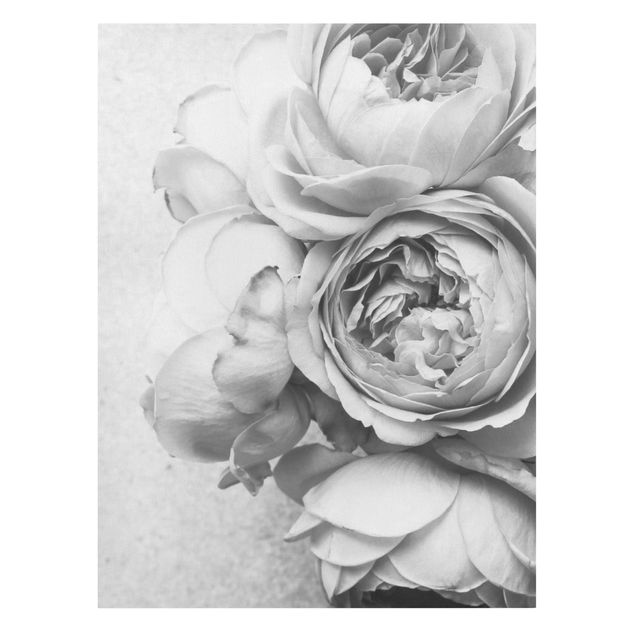 Floral prints Peony Flowers Black White