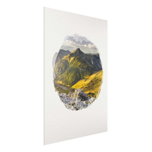 Landscape canvas prints WaterColours - Mountains And Valley Of The Lechtal Alps In Tirol