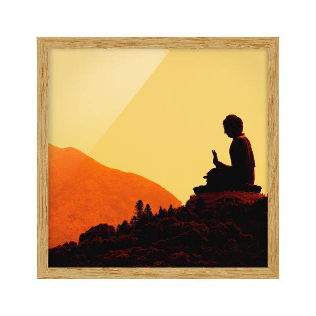 Orange canvas wall art Resting Buddha
