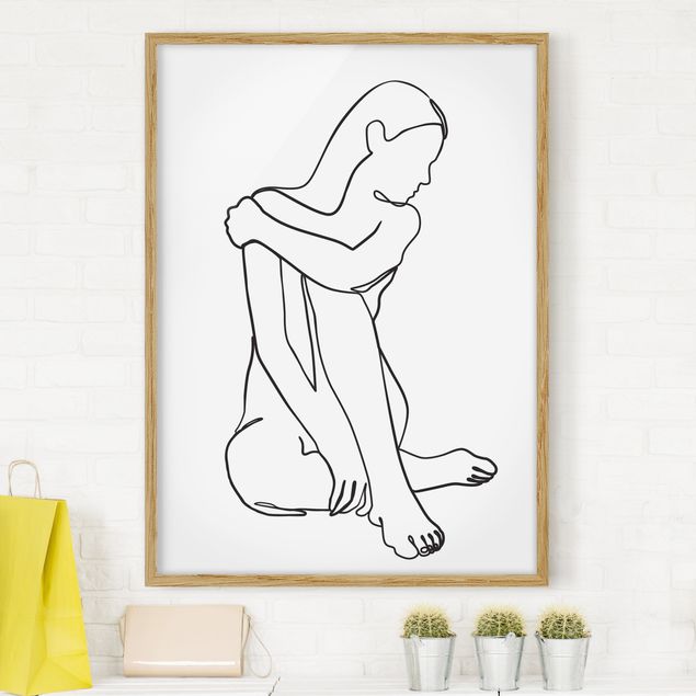 Kitchen Line Art Woman Nude Black And White