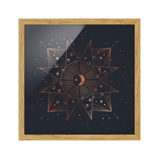 Contemporary art prints Astrology Moon Magic Blue Gold