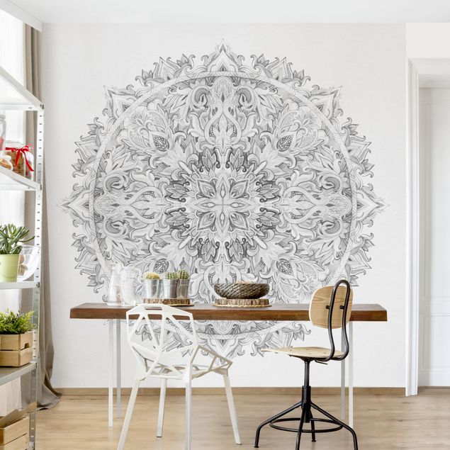 Wallpapers black and white Mandala Watercolour Ornament Black And White