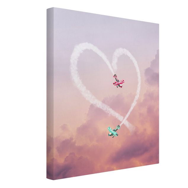 Modern art prints Heart With Airplanes