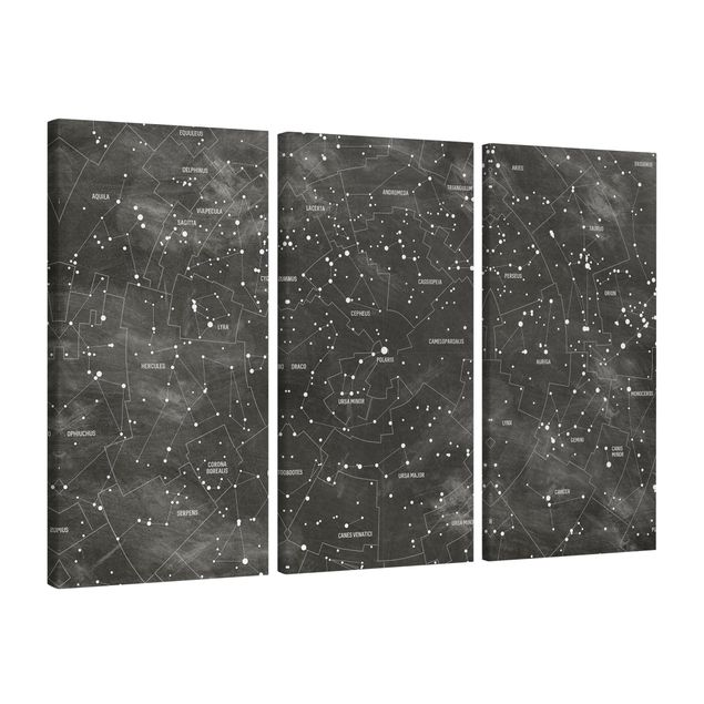 World map canvas Map Of Constellations Blackboard Look