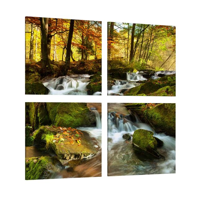 Mountain canvas wall art Waterfall Autumnal Forest