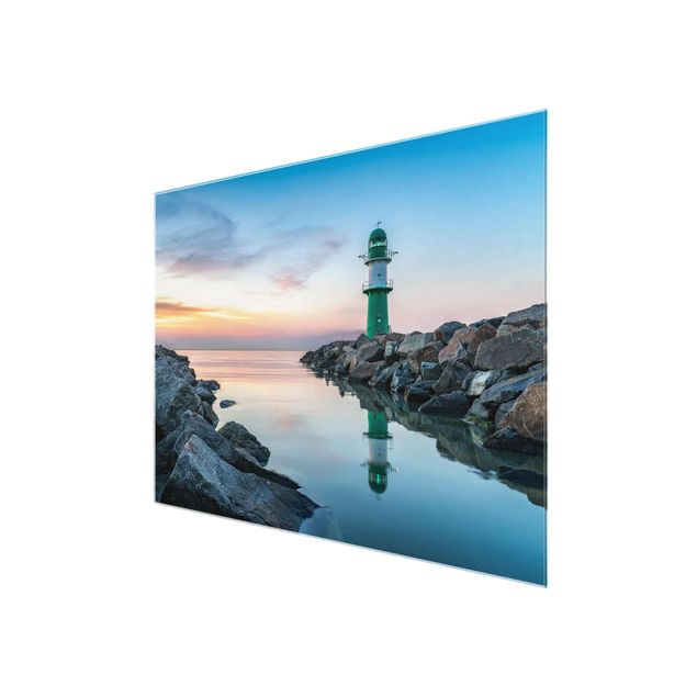 Glass prints landscape Sunset at the Lighthouse
