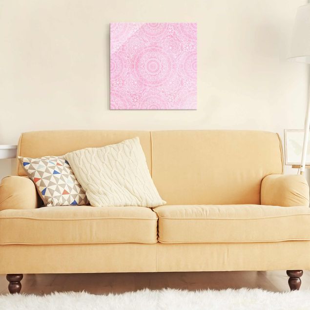 Glass prints spiritual Pattern Mandala Light Pink