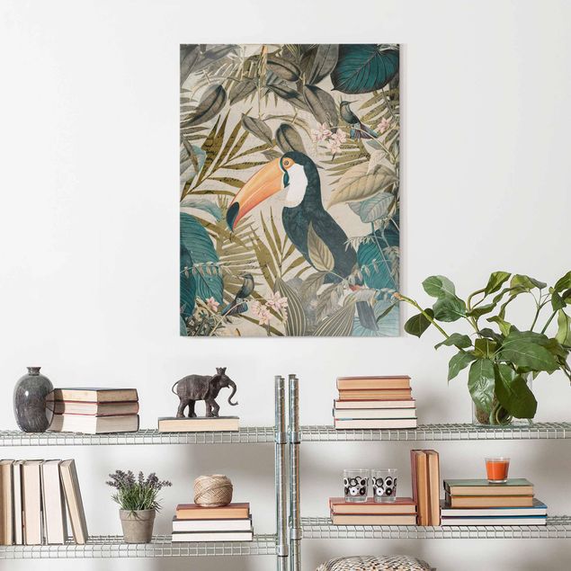 Jungle animal prints Vintage Collage - Toucan In The Jungle