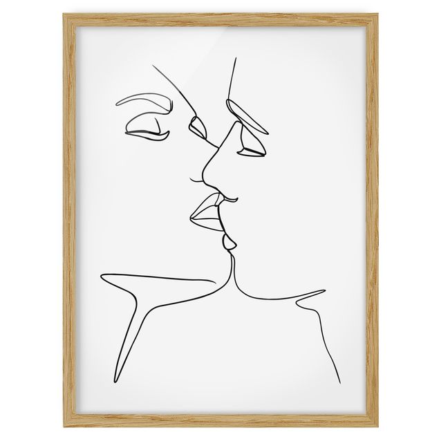 Prints modern Line Art Kiss Faces Black And White