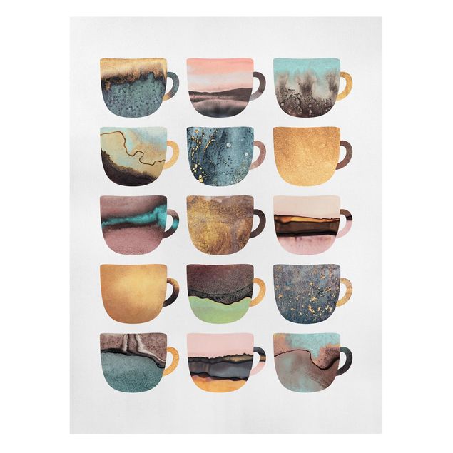 Coffee canvas Colourful Coffee Mugs With Gold