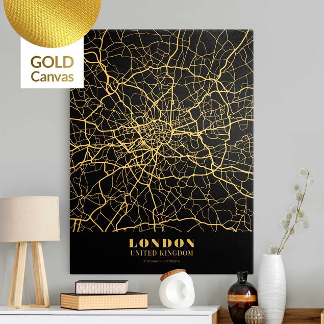 Canvas prints London London City Map - Classic Black