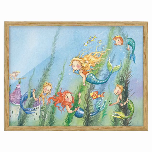 Turquoise canvas wall art Matilda The Mermaid Princess