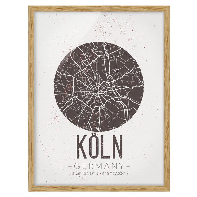Framed quotes Cologne City Map - Retro