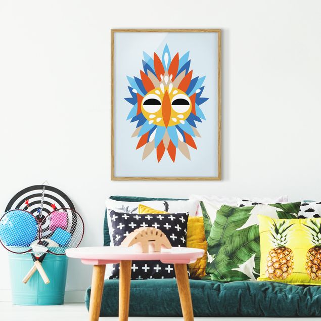 Native american prints Collage Ethnic Mask - Parrot