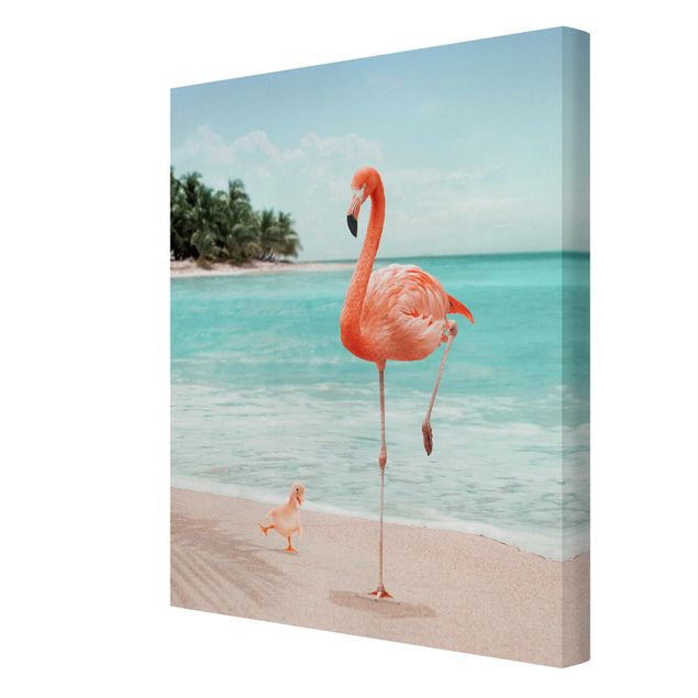 Art prints Beach With Flamingo