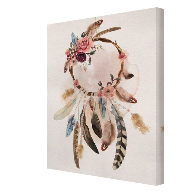 Prints Dream Catcher With Roses And Feathers