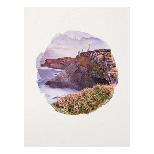 Sea life prints WaterColours - Cliff And Lighthouse