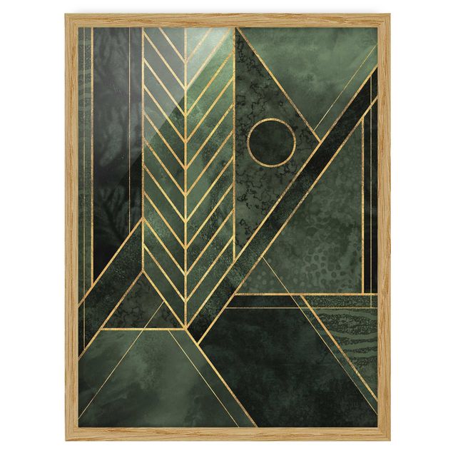 Prints modern Geometric Shapes Emerald Gold