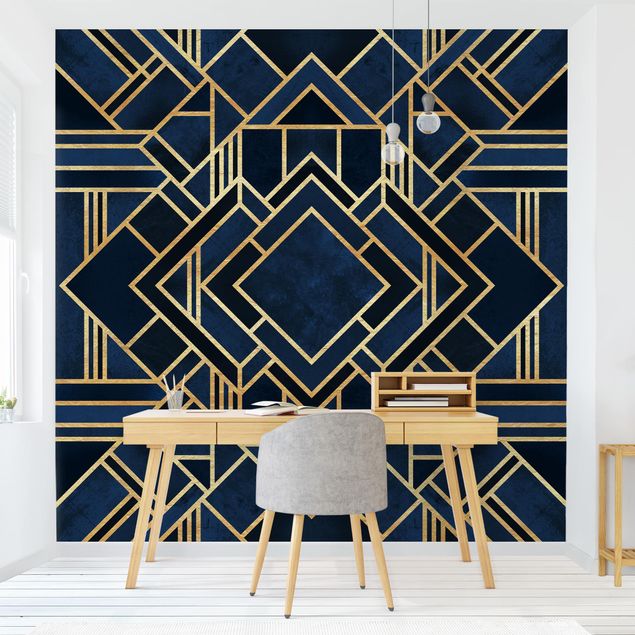 Geometric pattern wallpaper Art Deco Gold