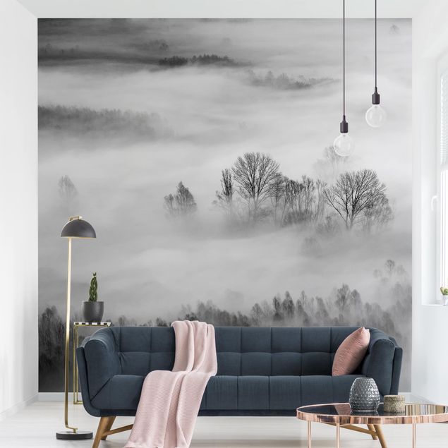 Modern wallpaper designs Fog At Sunrise Black And White
