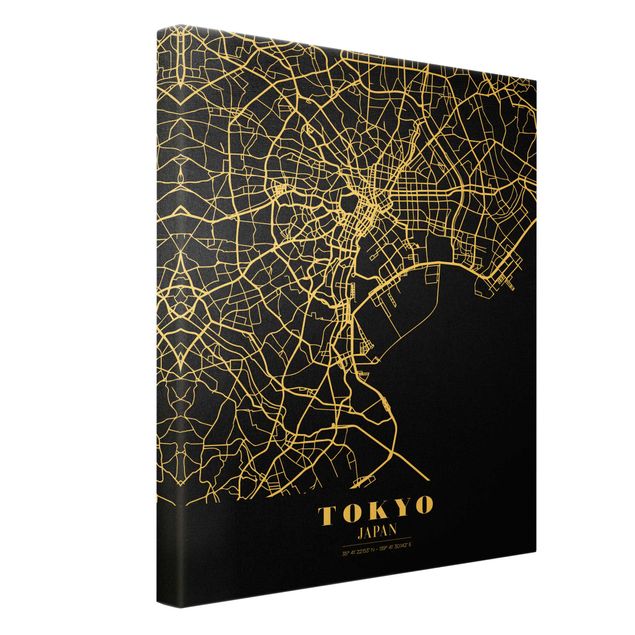 Canvas maps Tokyo City Map - Classic Black