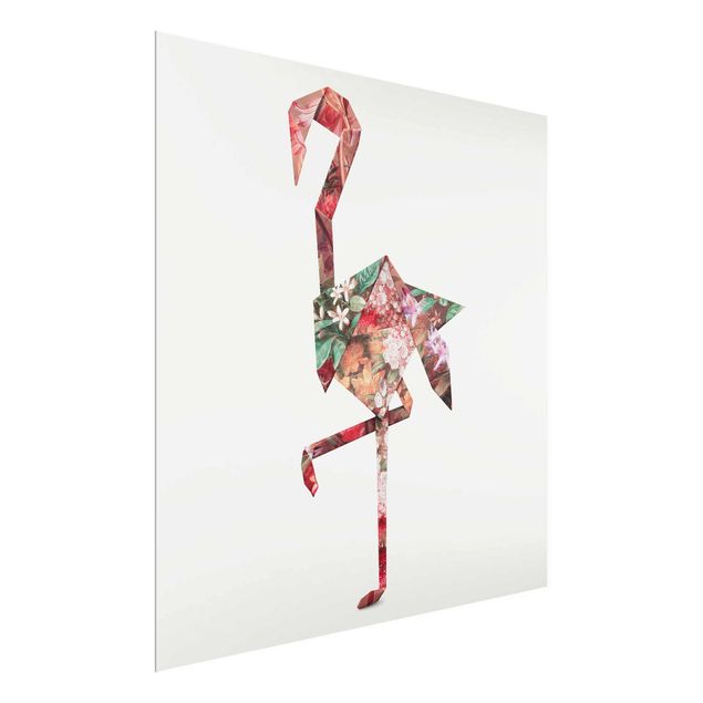 Prints flower Origami Flamingo