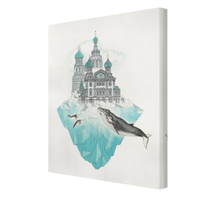 Canvas art Illustration Church With Domes And Wal