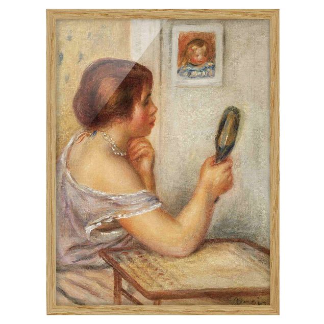 Art posters Auguste Renoir - Gabrielle holding a Mirror or Marie Dupuis holding a Mirror with a Portrait of Coco