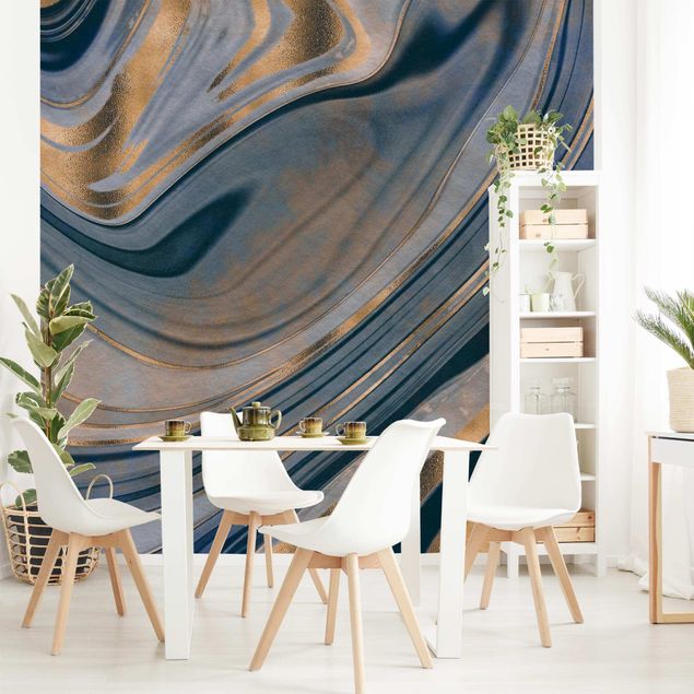blue wall mural Gemstone Saphire And Copper