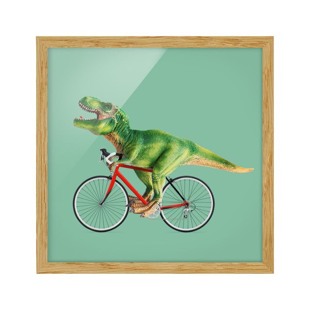 Prints animals Dinosaur With Bicycle