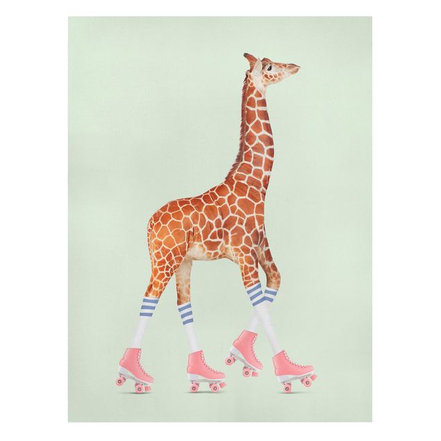 Art prints Giraffe With Roller Skates