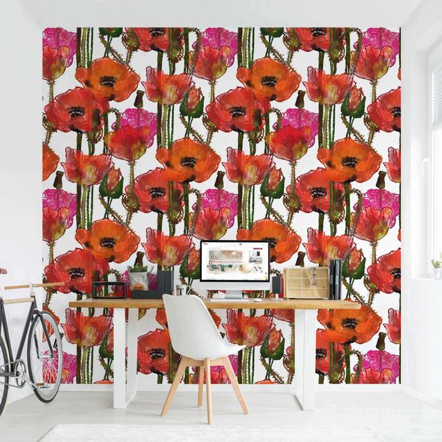 Modern wallpaper designs Field Of Poppies