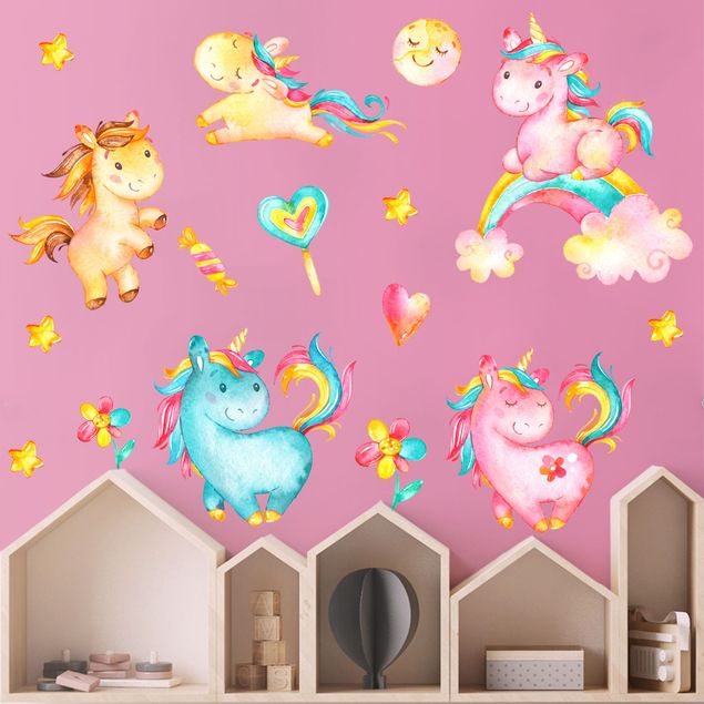 Wall stickers unicorn Unicorn watercolor nursery set