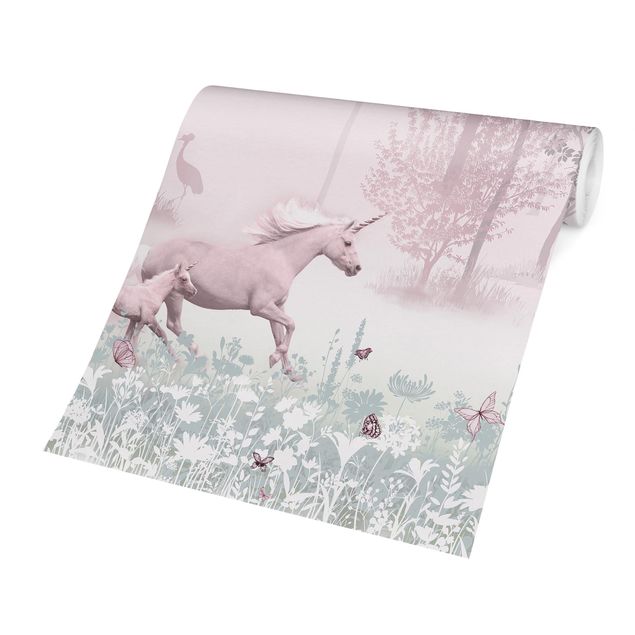 Wallpapers forest Unicorn On Flowering Meadow In Pink