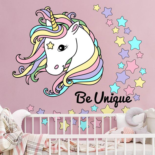 Wall stickers unicorn Unicorn illustration Be unique pastel