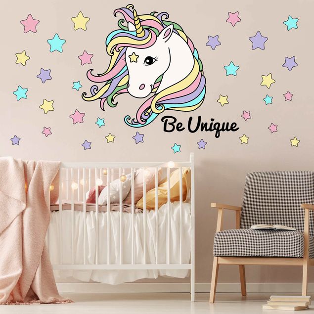 Wall stickers animals Unicorn illustration Be unique pastel