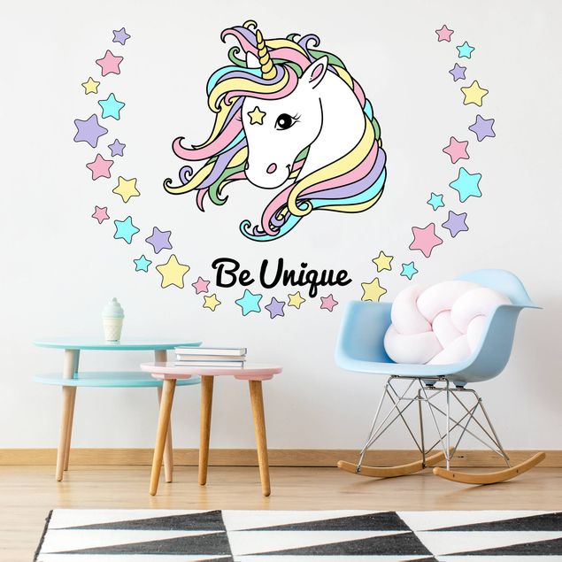 Wall stickers Unicorn illustration Be unique pastel
