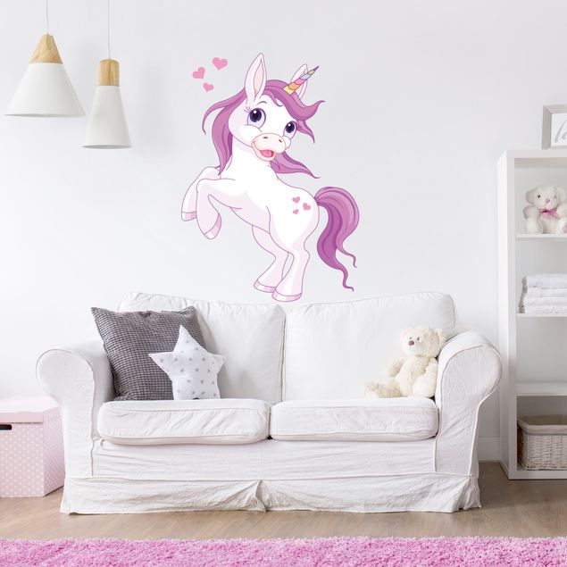 Animal print wall stickers Unicorn with hearts