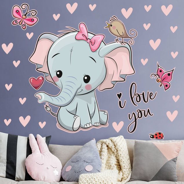 Wall stickers butterfly Elephant I Love You