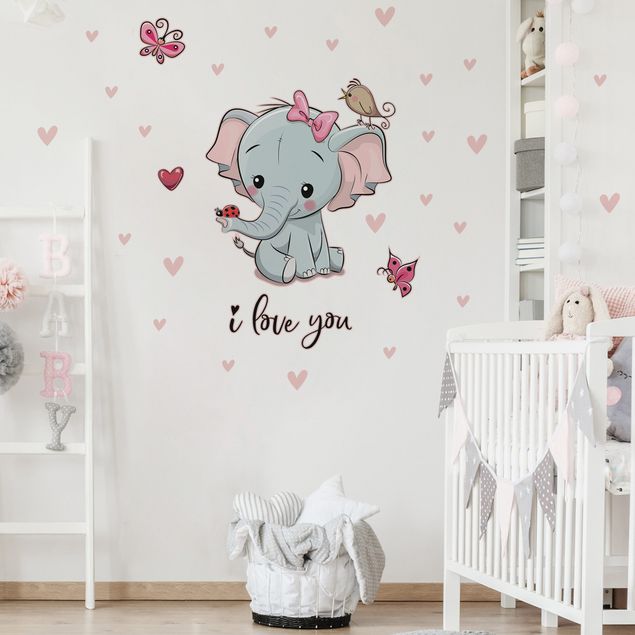 Wall stickers birds Elephant I Love You
