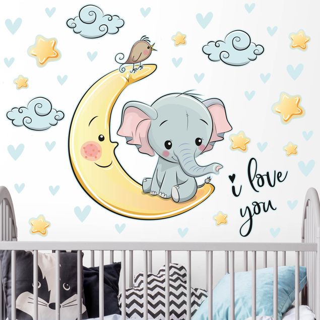 Nursery decoration Elephant Moon I Love You