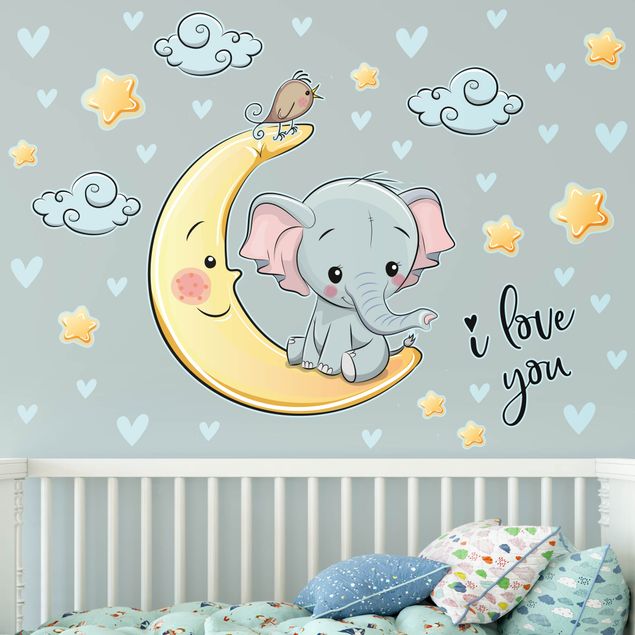 Wall stickers elefant Elephant Moon I Love You