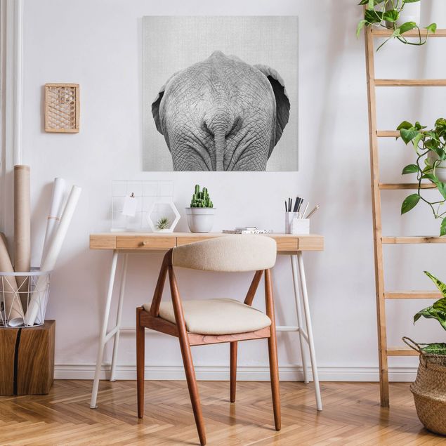 Nursery decoration Elephant From Behind Black And White