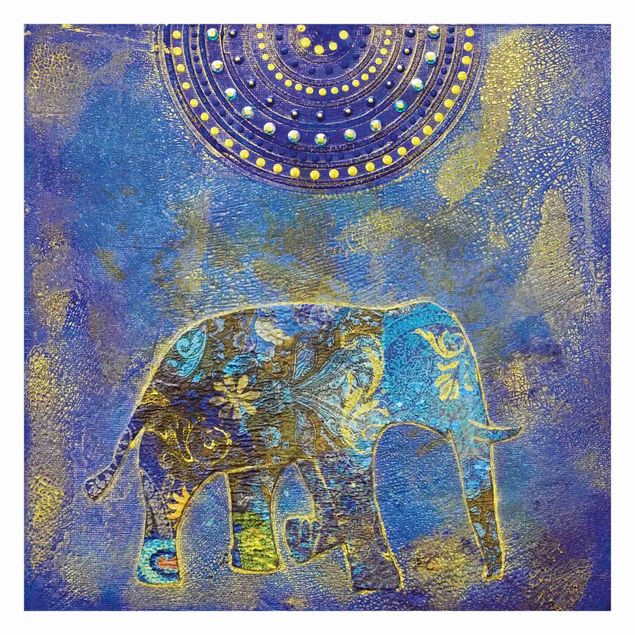blue wall mural Elephant In Marrakech