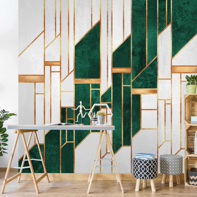 Wallpapers modern Emerald And gold Geometry